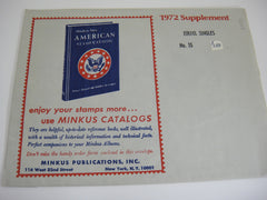Minkus 1972 Israel Singles Stamp Album Supplement 15 MIS72 NOS