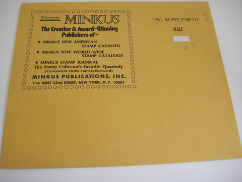 Minkus 1981 Italy Stamp Album Supplement 23 NOS