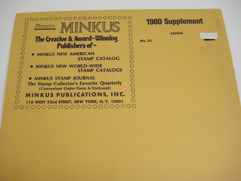 Minkus 1980 Japan Stamp Album Supplement 21 NOS
