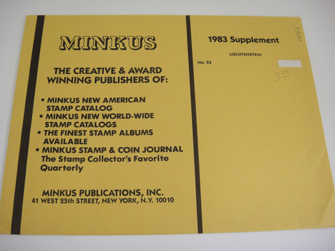 Minkus 1983 Liechtenstein Stamp Album Supplement 23 NOS