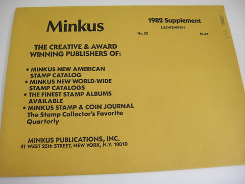Minkus 1982 Liechtenstein Stamp Album Supplement 22 NOS
