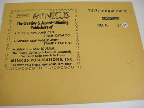 Minkus 1976 Liechtenstein Stamp Album Supplement 16 New Old Stock