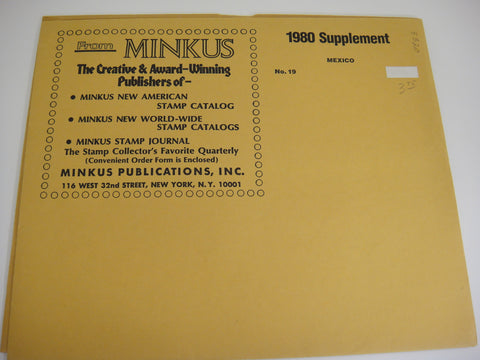 Minkus 1980 Mexico Stamp Album Supplement 19 MMX80 NOS