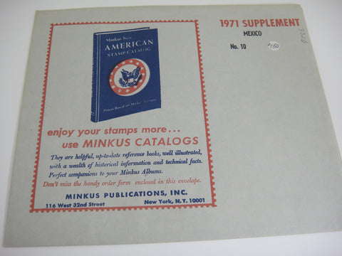 Minkus 1971 Mexico Stamp Album Supplement 10 MMX71 NOS