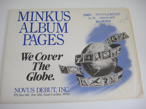 Minkus Imprint Blocks Stamp Album Supplement 34 United Nations 1991