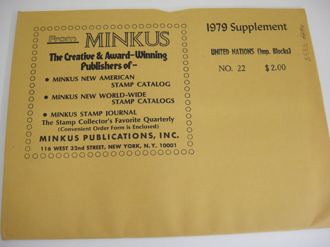 Minkus 1979 UN Imprint Blocks Stamp Album Supplement 22 United Nations NOS