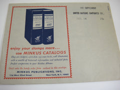 Minkus 1971 UN Imprint Blocks Stamp Album Supplement 14 United Nations NOS
