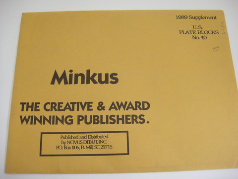 Minkus 1989 United States Plate Blocks Stamp Album Supplement 40 NOS