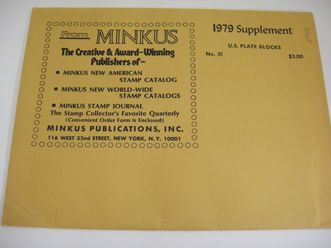 Minkus 1979 US Plate Blocks Stamp Album Supplement 31 United States NOS