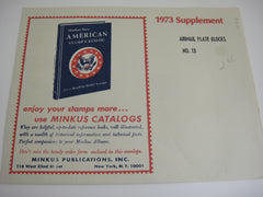 Minkus 1973 US Airmail Plate Blocks Stamp Supplement 13 United States NOS