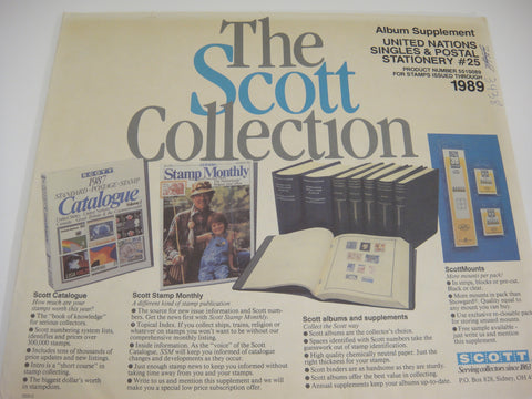 Scott 1989 UN Singles & Postal Stationery Supplement 25 United Nations 551S089 NOS