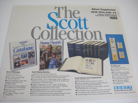 Scott 1986 New Zealand Specialty Stamp Supplement 2 220S086 NOS