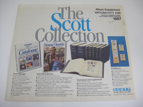 Scott 1987 Vatican City Specialty Stamp Album Supplement 20 375S087 NOS