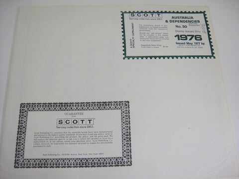 Scott 1976 Australia & Dependencies Specialty Stamp Supplement 30 210S076 NOS