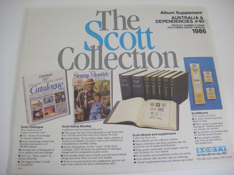 Scott 1986 Australia & Dependencies Specialty Stamp Supplement 40 210S086