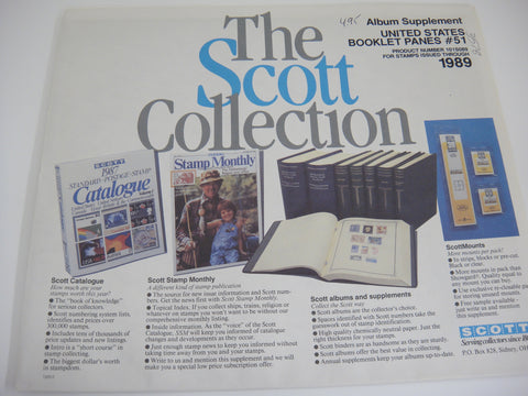 Scott 1989 Booklet Panes Supplement 51 United States 101S089