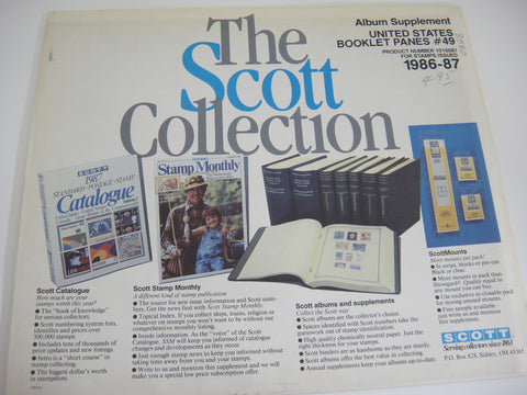 Scott 1986-1987 Booklet Panes Supplement 49 United States 101S087