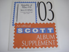Scott 2003 Palau Specialty Stamp Supplement 18 111PA03