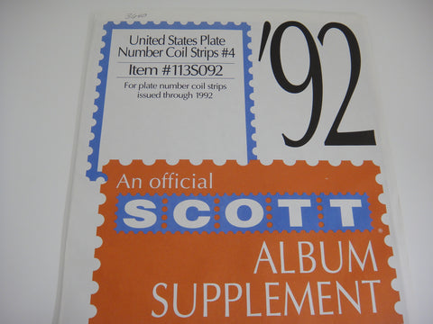 Scott 1992 Plate Number Coil Strips Supplement 4 United States 113S092