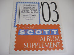 Scott 2003 US Regular & Regular Airmail Plate Blocks Supplement 24 125S003