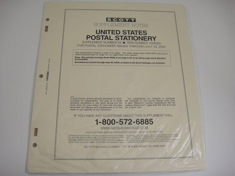 Scott 2009 Postal Stationery Supplement 59 United States 105S009
