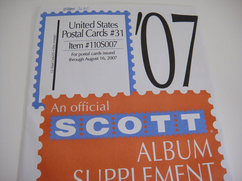 Scott 2007 Postal Cards Supplement 31 United States 110S007
