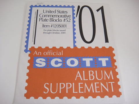 Scott 2001 US Commemorative Plate Blocks Supplement 52 120S001