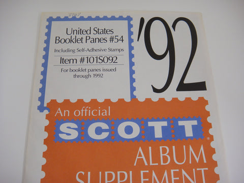 Scott 1992 Booklet Panes Supplement 54 United States 101S092