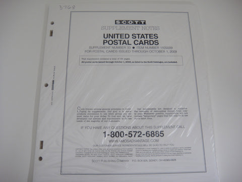 Scott 2009 Postal Cards Supplement 33 United States 110S009