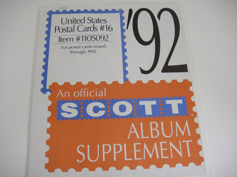 Scott 1992 Postal Cards Supplement 16 United States 110S092