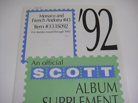 Scott 1992 Monaco & French Andorra Specialty Stamp Supplement 2 333S092