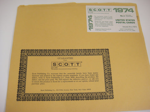 Scott 1974 Postal Cards Postcard Supplement 2 United States 110S074