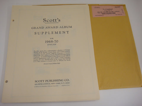 Scott 1968-1970 Grand Award Stamp Album Supplement 4 Worldwide 700S070