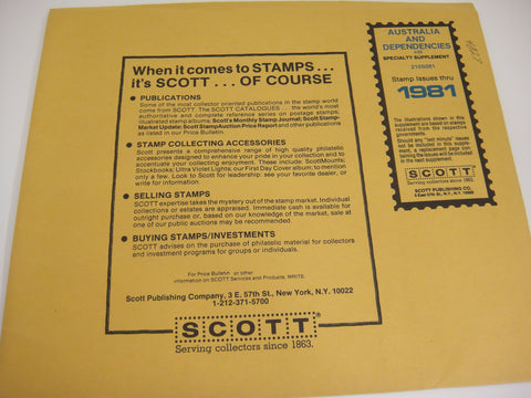 Scott 1981 Australia & Dependencies Specialty Stamp Supplement 35 210S081