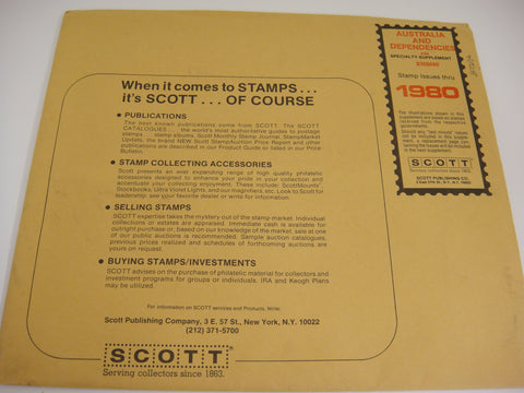 Scott 1980 Australia & Dependencies Specialty Stamp Supplement 34 210S080