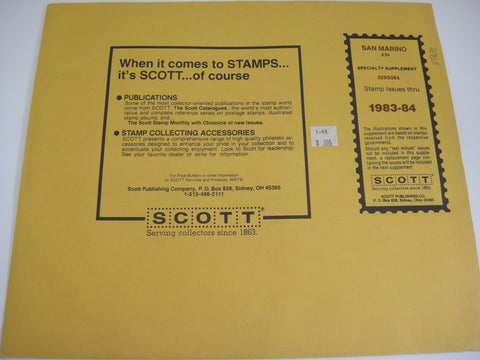 Scott 1983 1984 San Marino Specialty Stamp Supplement 34 328S084