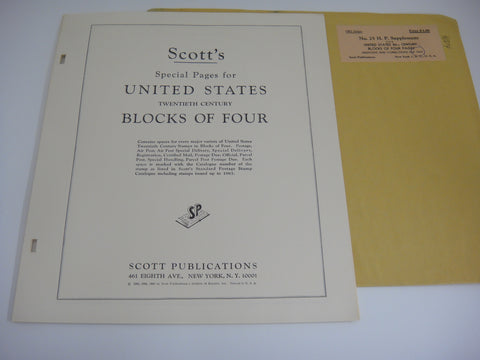 Scott 1964 20th Century Blocks of Four Supplement 25 United States NOS