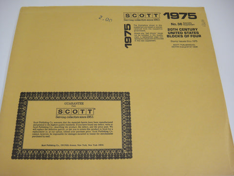 Scott 1975 20th Century Blocks of Four Supplement 36 United States NOS
