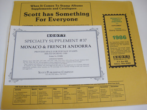 Scott 1986 Monaco & French Andorra Specialty Stamp Supplement 37 333S086