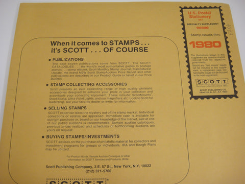 Scott 1980 Postal Stationery Supplement 47 United States 105S080 NOS