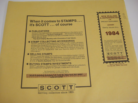 Scott 1984 New Zealand & Dependencies Specialty Stamp Supplement 38 220S084 NOS