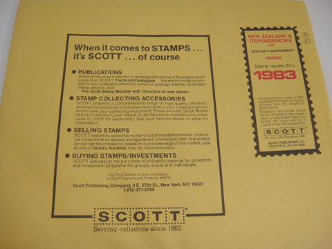Scott 1983 New Zealand & Dependencies Specialty Stamp Supplement 37 220S083 NOS