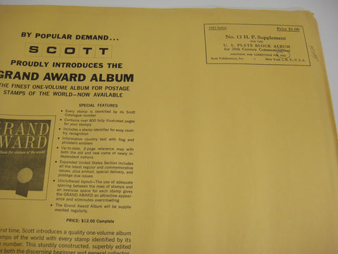 Scott 1962 Commemorative Plate Block Supplement 13 NOS