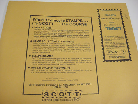 Scott 1981 Canada Specialty Stamp Supplement 33 240S081