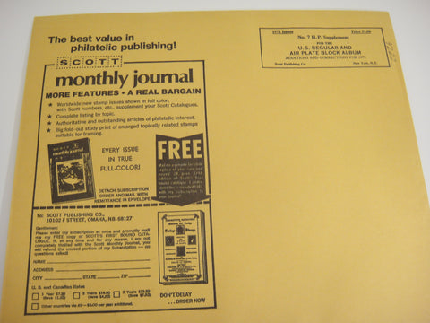 Scott 1972 US Regular & Air Plate Block Supplement 7 125S072 NOS