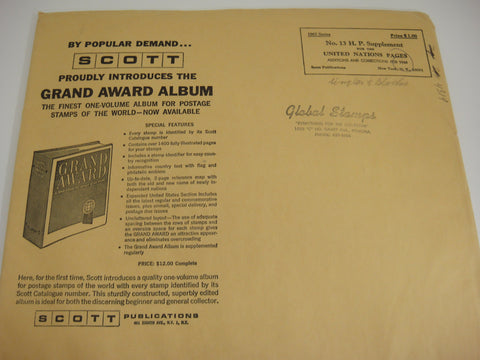 Scott 1964 UN Supplement 13 United Nations Singles & Blocks NOS