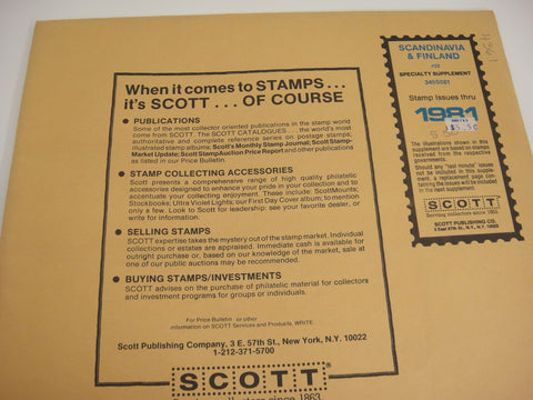 Scott 1981 Scandinavia & Finland Specialty Stamp Supplement 32 345S081 NOS