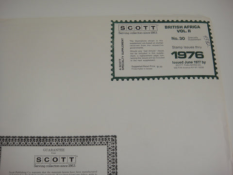 Scott 1976 British Africa Specialty Stamp Supplement 30 Volume NOS