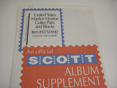 Scott 1995 United States Marilyn Monroe Gutter Pairs and Blocks Supplement 107MAM0
