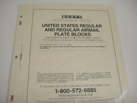 Scott Regular & Regular Airmail Plate Blocks Supplement 29 United States 2009 125S009